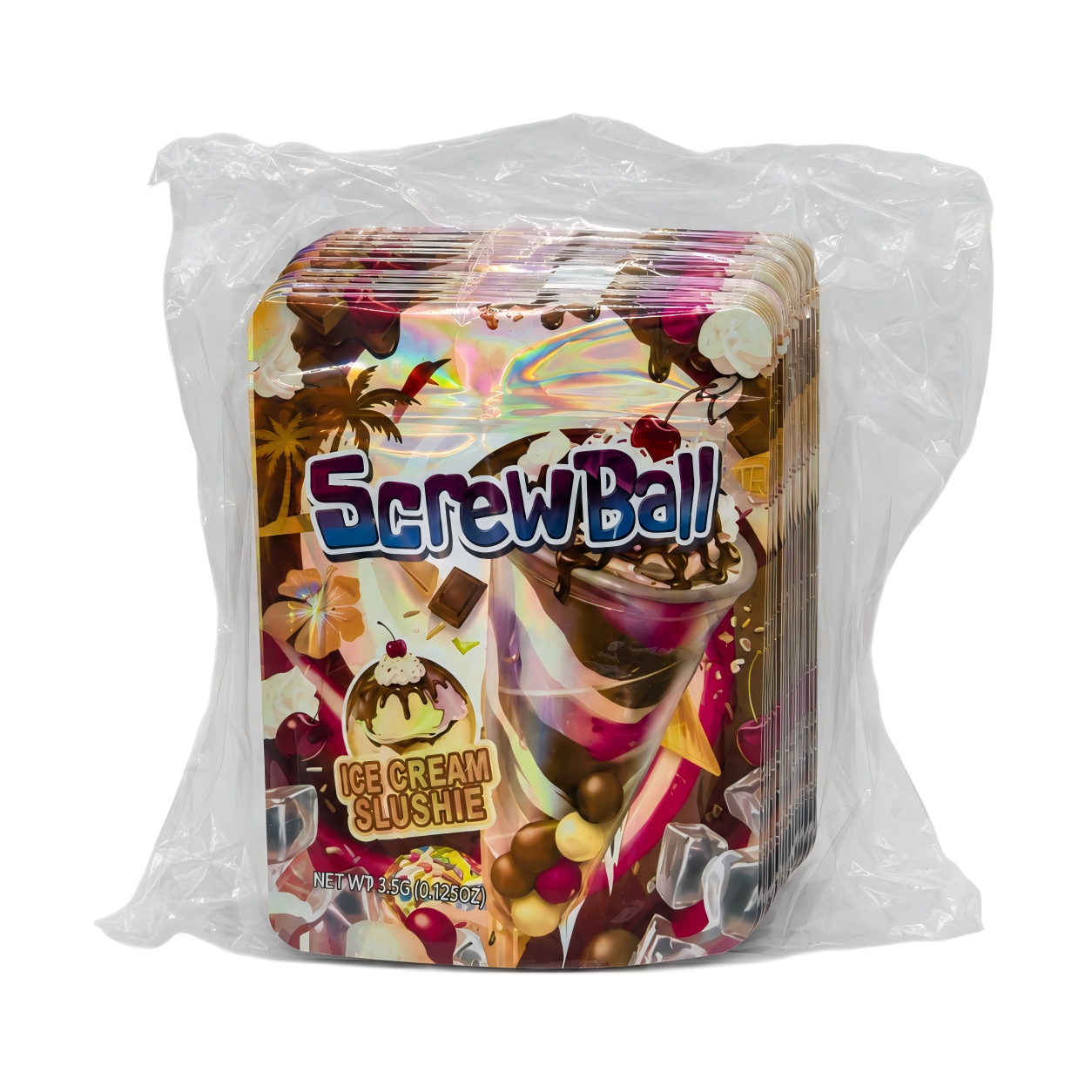 50 Pack - 3.5g Exotic Mylar Bags - Screwball Ice Cream Slushie
