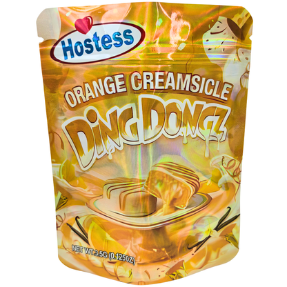 50 Pack - 3.5g Exotic Mylar Bags - Hostess Orange Creamsicle Ding Dongz