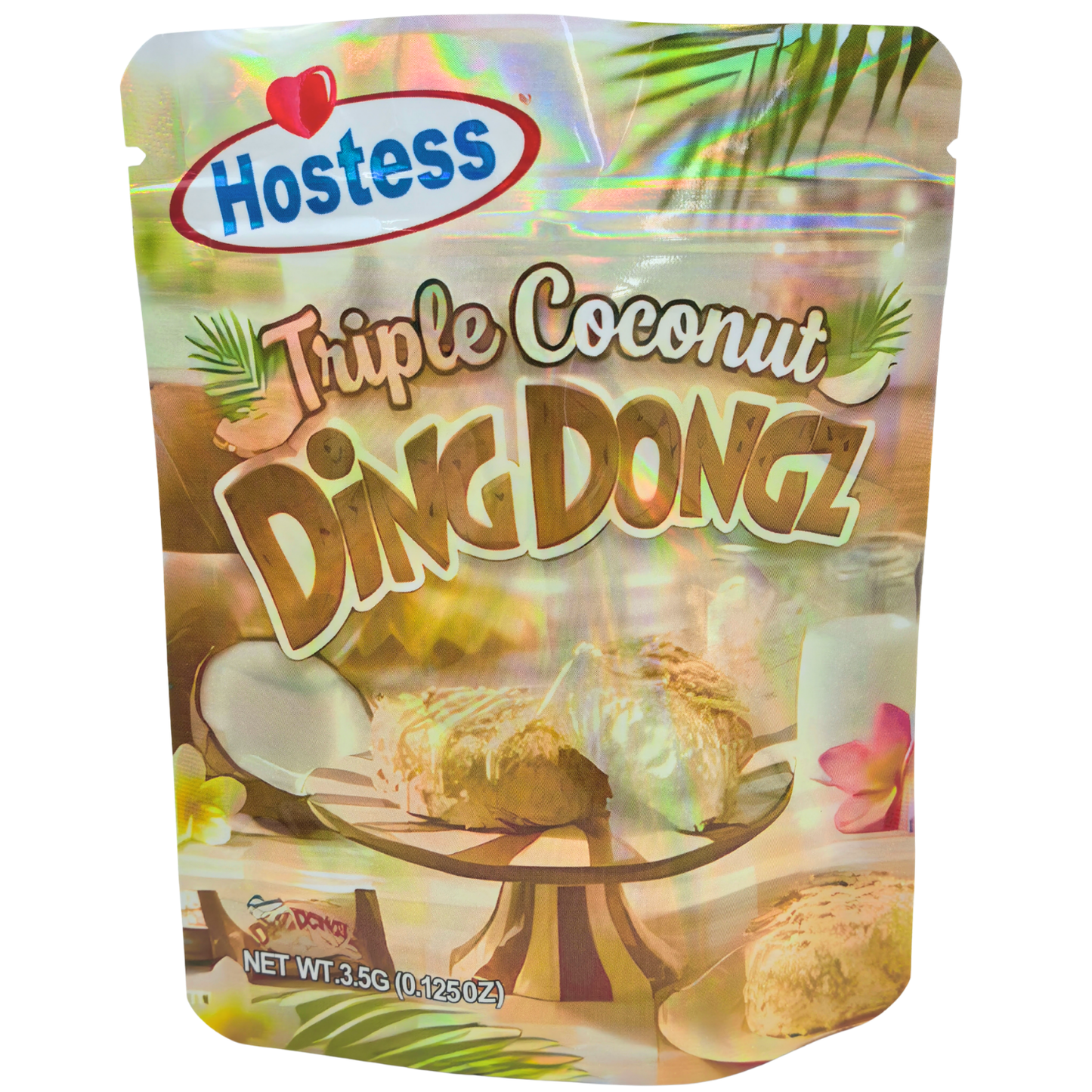 50 Pack - 3.5g Exotic Mylar Bags - Hostess Triple Coconut Ding Dongz