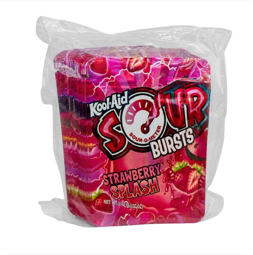50 Pack - 3.5g Exotic Mylar Bags - Kool-Aid Sour Bursts Strawberry Splash