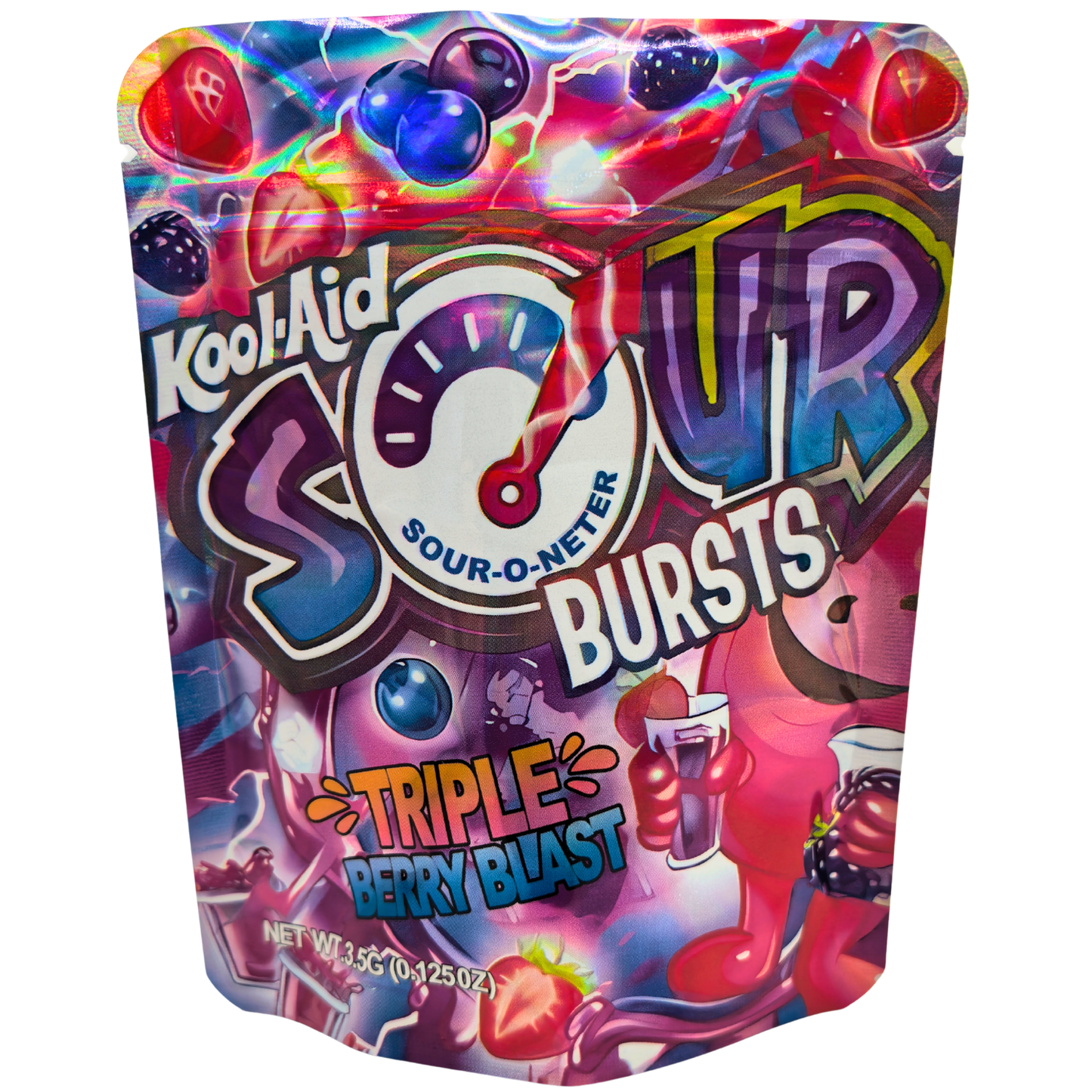 50 Pack - 3.5g Exotic Mylar Bags - Kool-Aid Sour Bursts Triple Berry Blast