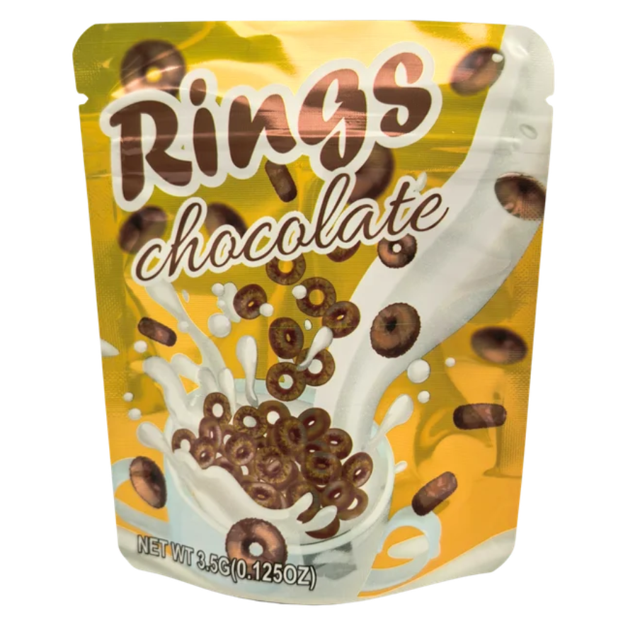 50 Pack - 3.5g Exotic Mylar Bags - Rings Chocolate