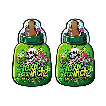 2 pcs 3.5g Designer Toxic Punch Shaped Mylar Bag 