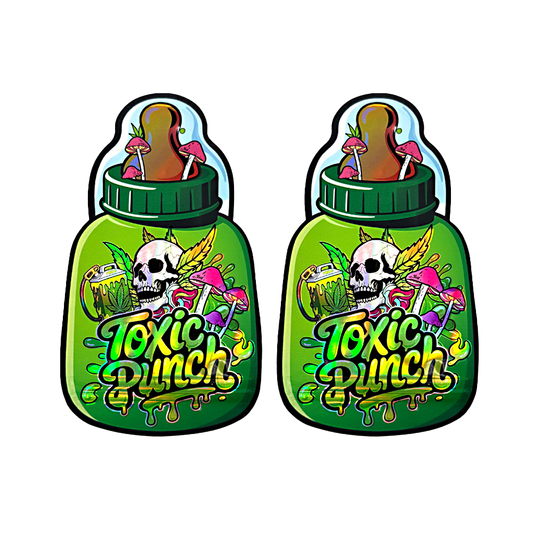 2 pcs 3.5g Designer Toxic Punch Shaped Mylar Bag 
