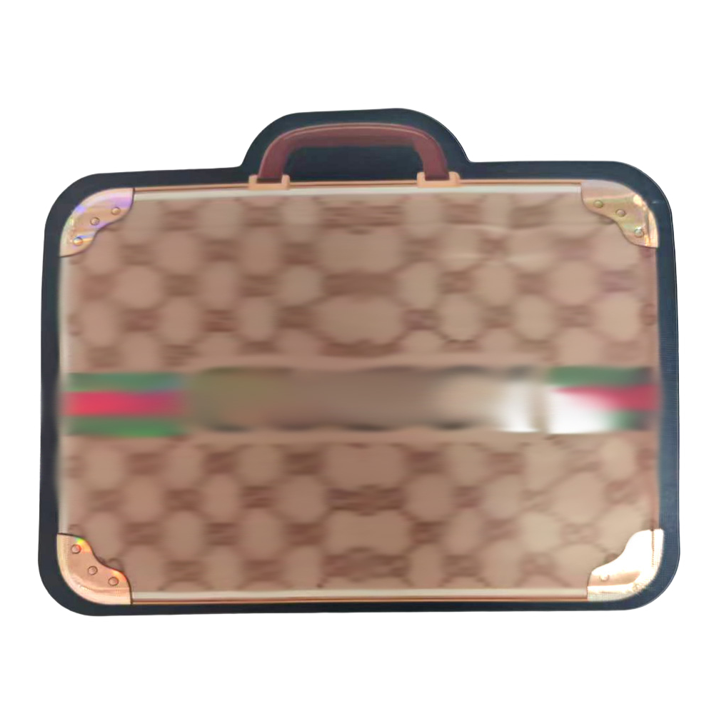 Mylar Bags Suitcase with Gucci logo and color scheme on a white background