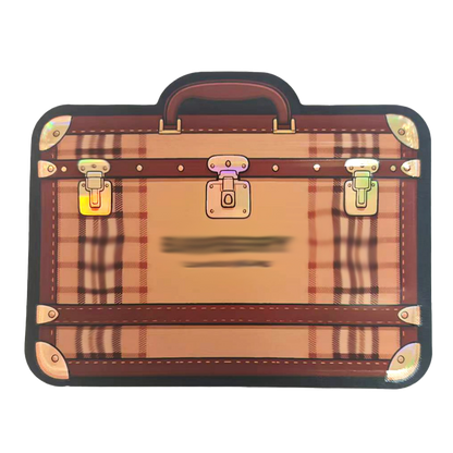 Mylar Bags Plaid suitcase design on a white background