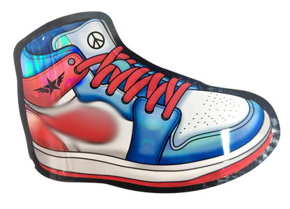 Mylar Bag Colorful sneaker with peace symbol on a white background