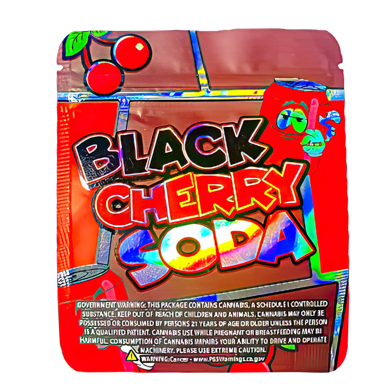 50 Pack - 3.5g Exotic Mylar Bags - Black Cherry Soda