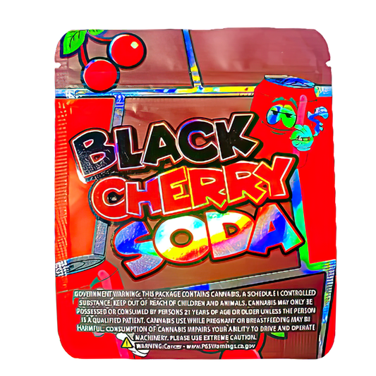 50 Pack - 3.5g Exotic Mylar Bags - Black Cherry Soda