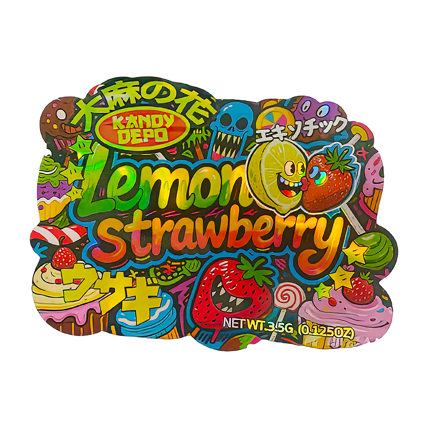 3.5g Shaped Mylar Storage Bag - K Depo Lemon Straw (50 Count)