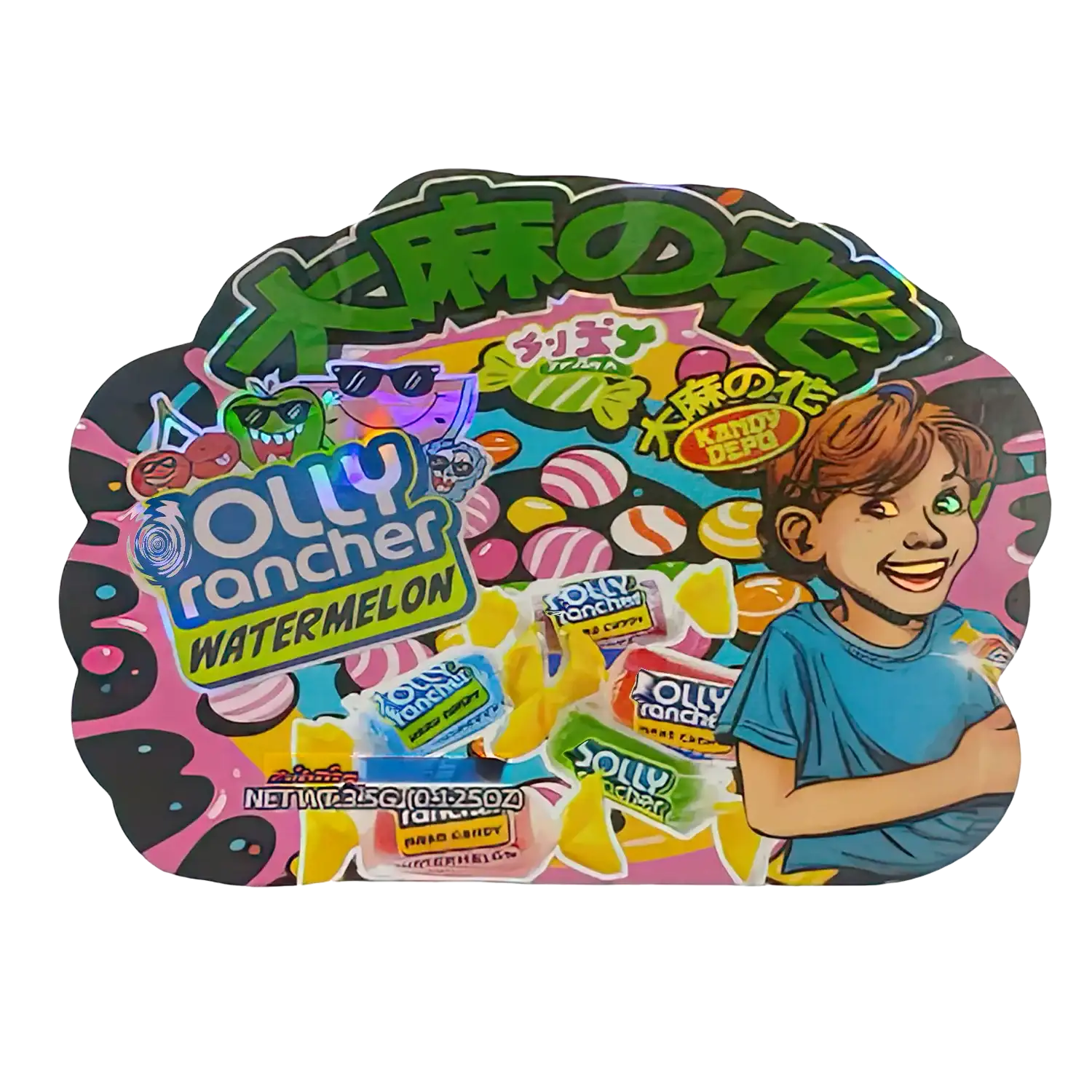 3.5g Shaped Mylar Storage Bag - Holly Rancher Watermelon (50 Count)
