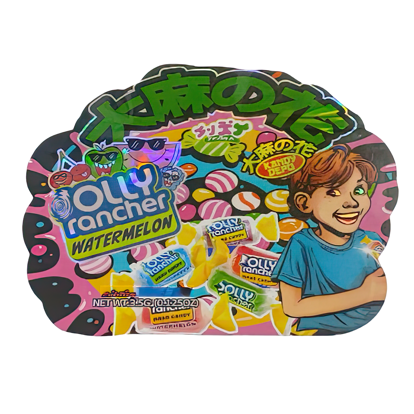 3.5g Shaped Mylar Storage Bag - Holly Rancher Watermelon (50 Count)