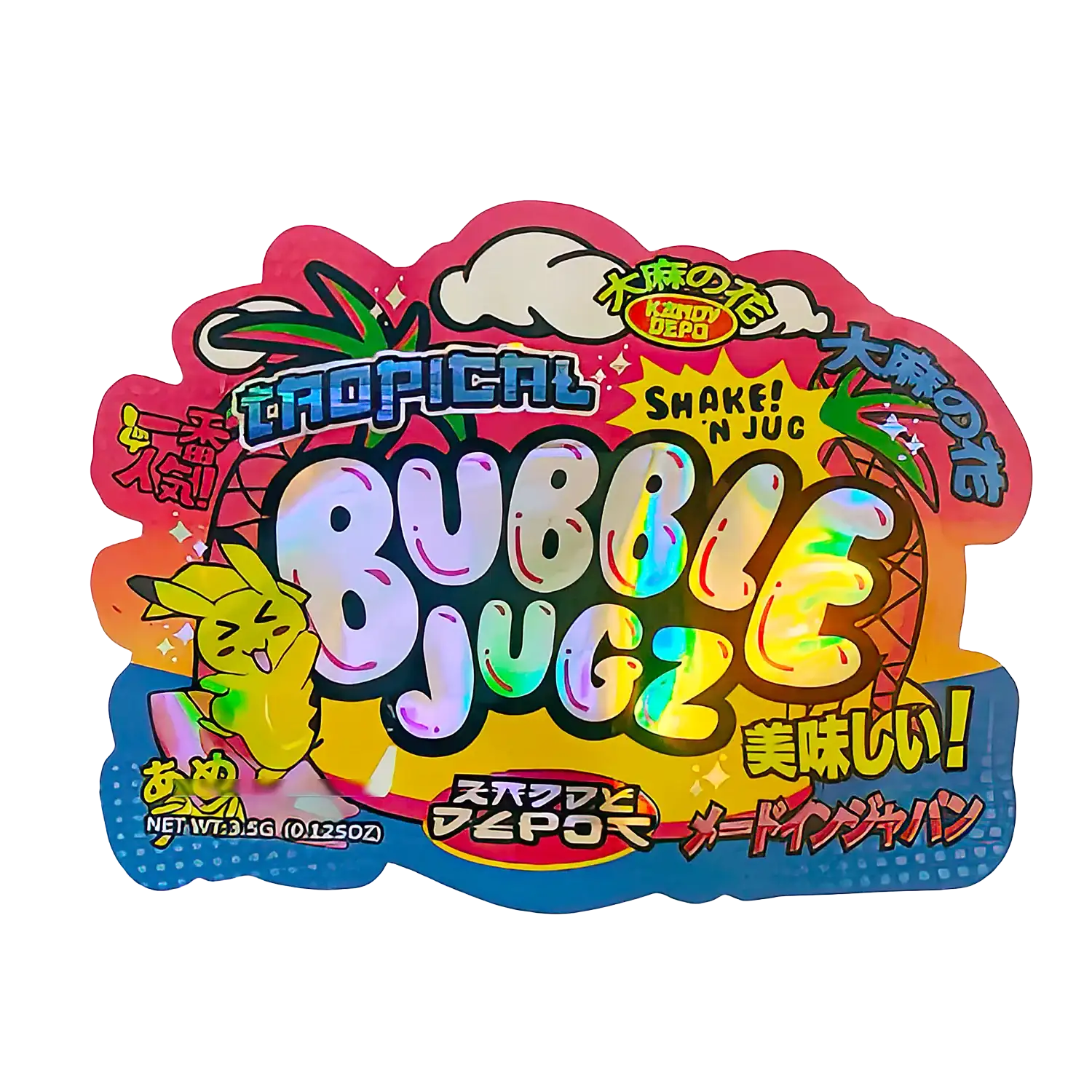 3.5g Shaped Mylar Storage Bag - Tropical Bubble Jugz (50 Count)