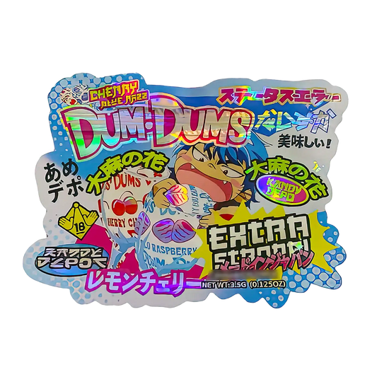 3.5g Shaped Mylar Storage Bag - Cherry Blue Raxx DDz (50 Count)