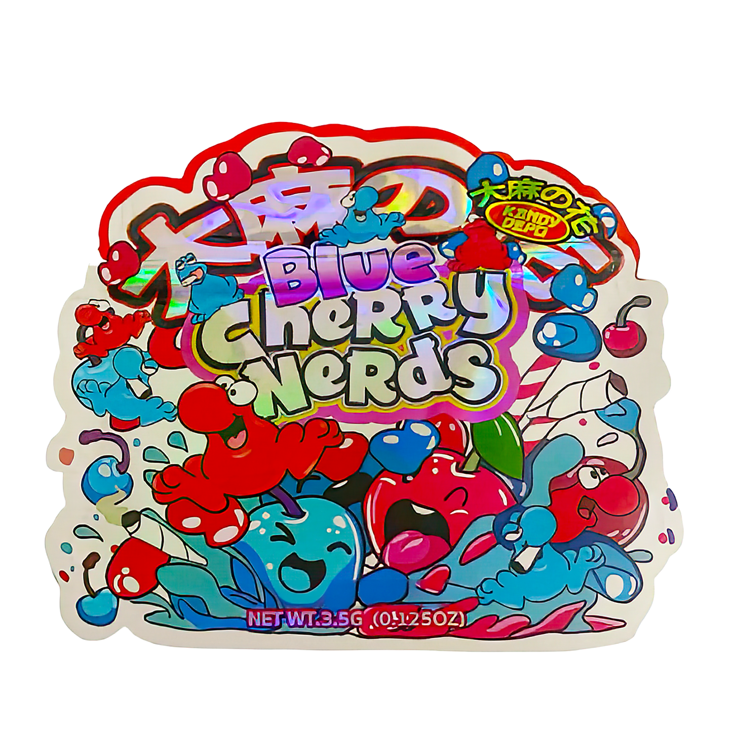 3.5g Shaped Mylar Storage Bag - Blue Cherry Ndz (50 Count)