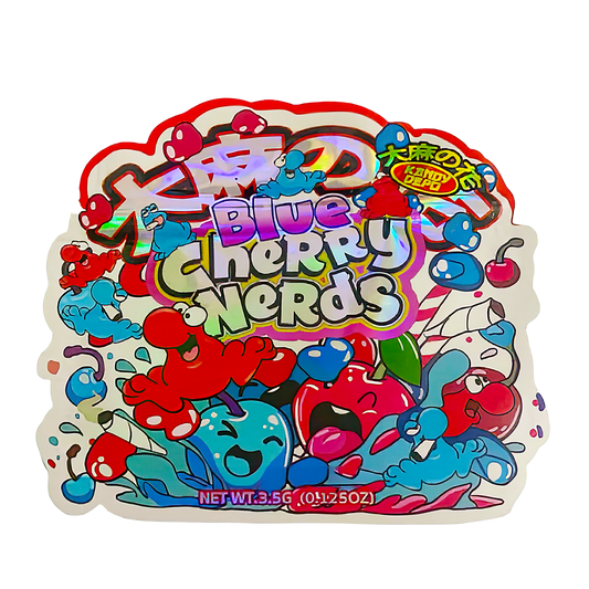 3.5g Shaped Mylar Storage Bag - Blue Cherry Ndz (50 Count)