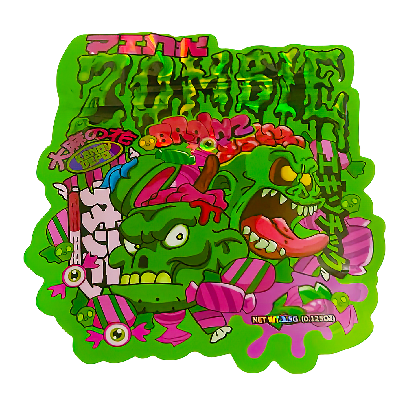 3.5g Shaped Mylar Storage Bag - Pink Brainz (50 Count)