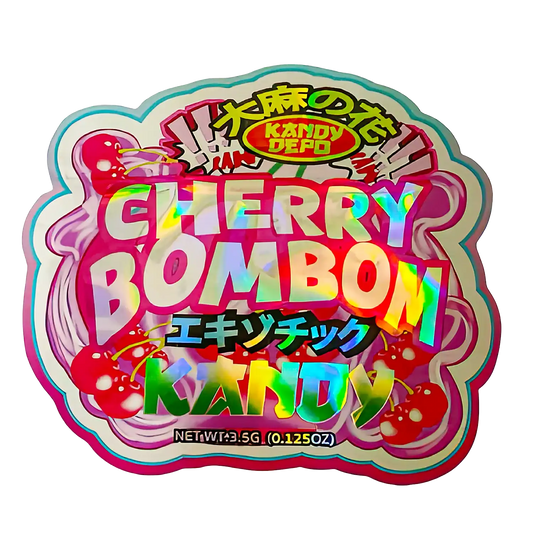 3.5g Shaped Mylar Storage Bag - Cherry Bom Bomzz (50 Count)