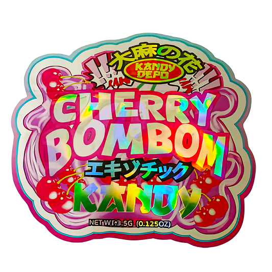 3.5g Shaped Mylar Storage Bag - Cherry Bom Bomzz (50 Count)