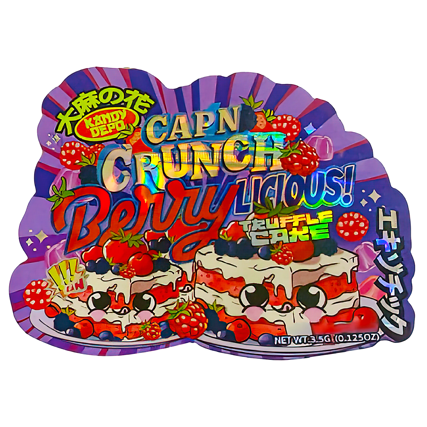 3.5g Shaped Mylar Storage Bag -  Berrylicious TC (50 Count)