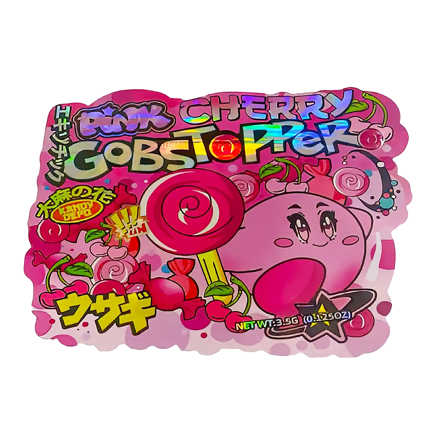 3.5g Shaped Mylar Storage Bag - Pink Cherry GS (50 Count)