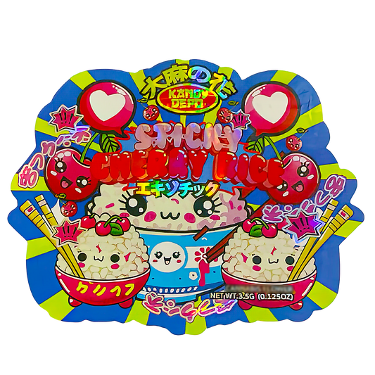 3.5g Shaped Mylar Storage Bag - Sticky Cherry Rice (50 Count)