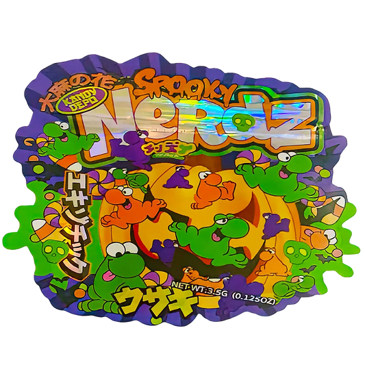 Colorful packaging with cartoon characters and text on a white background