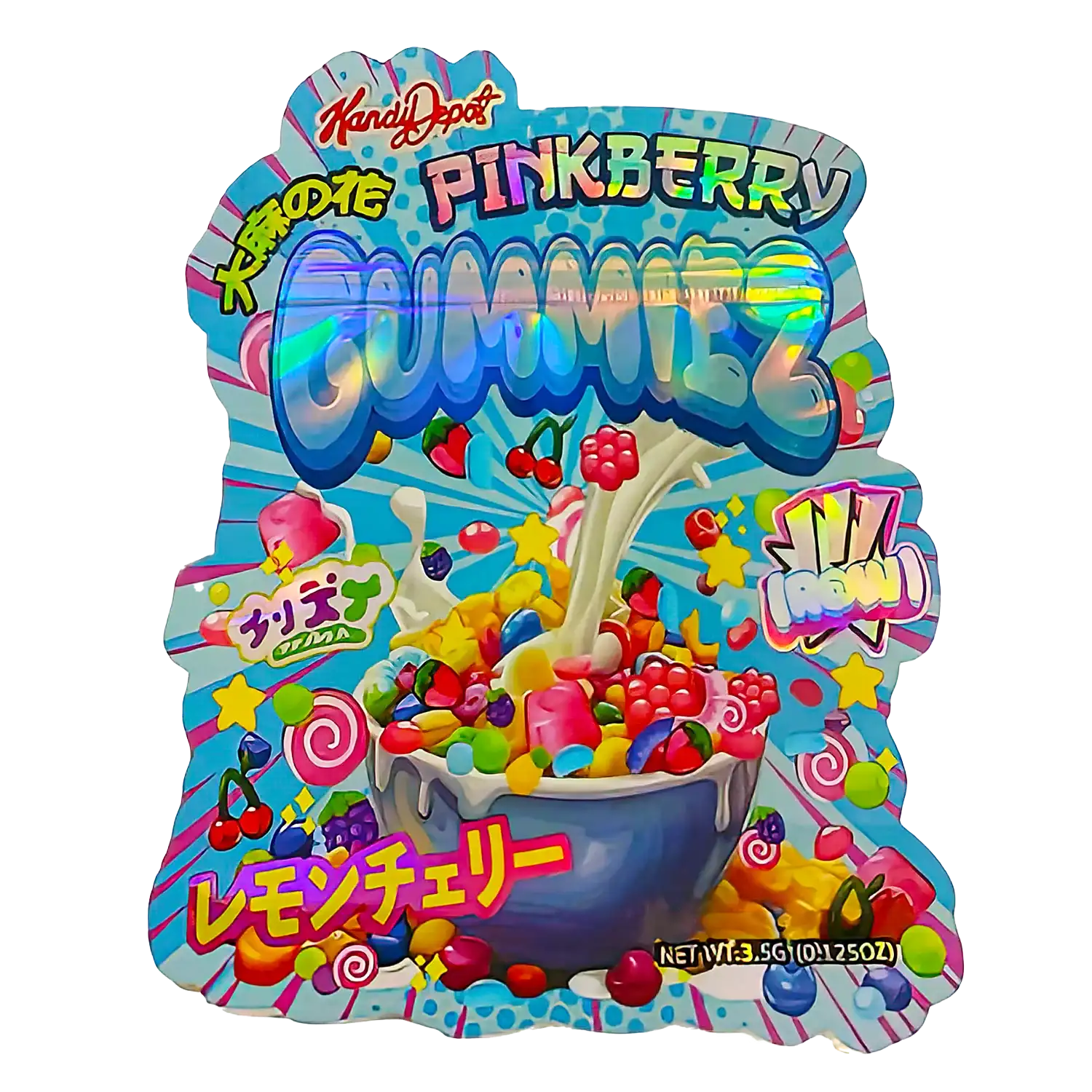 3.5g Shaped Mylar Storage Bag - PinkBerry Gmz (50 Count)