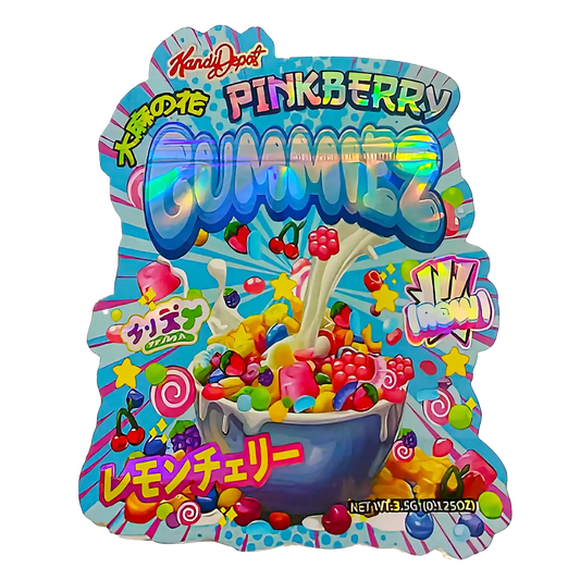 3.5g Shaped Mylar Storage Bag - PinkBerry Gmz (50 Count)