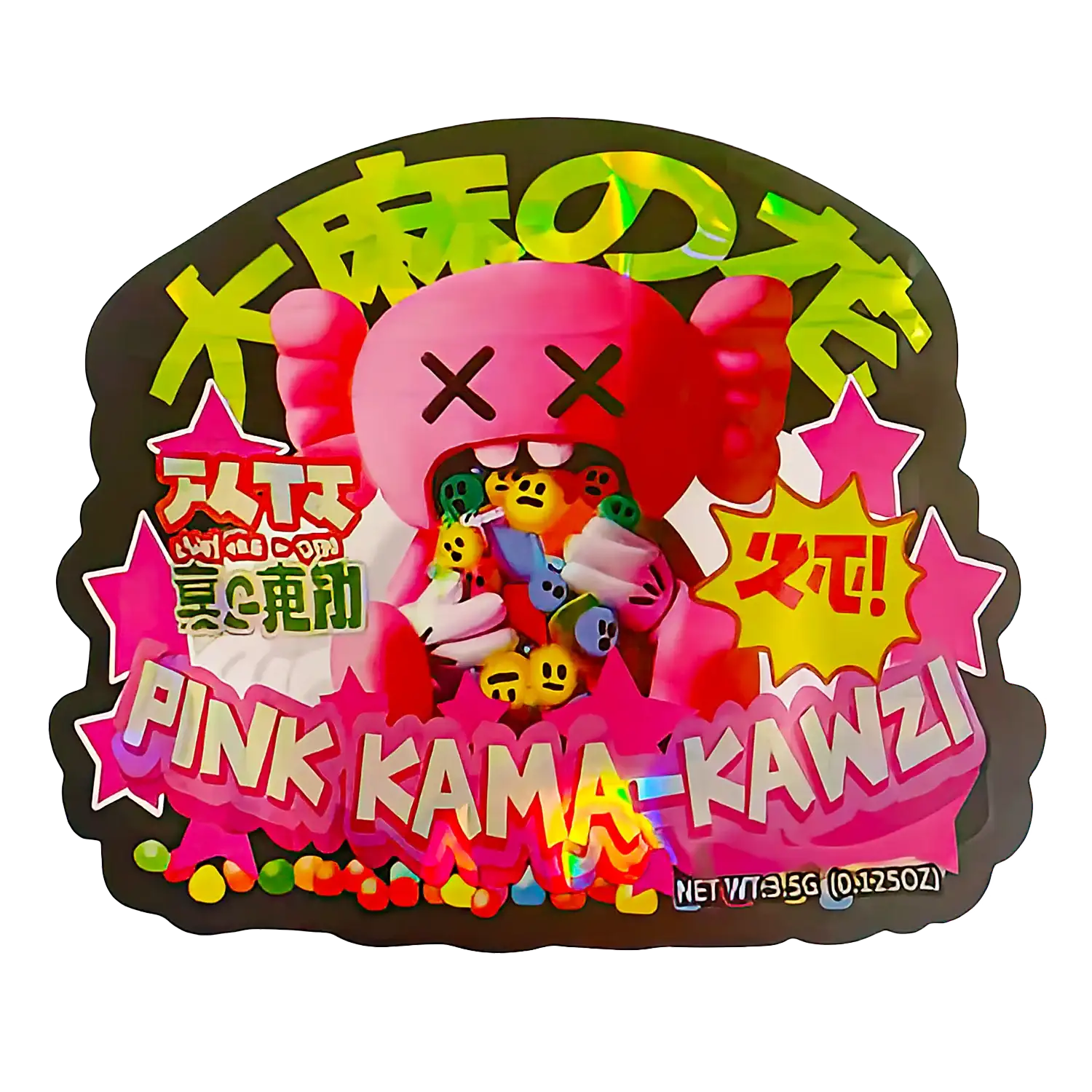 3.5g Shaped Mylar Storage Bag - Pink Kama-Kawzi (50 Count)