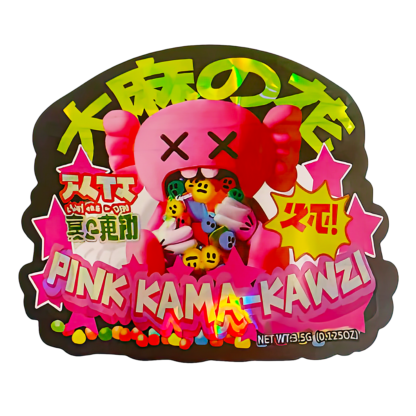 3.5g Shaped Mylar Storage Bag - Pink Kama-Kawzi (50 Count)