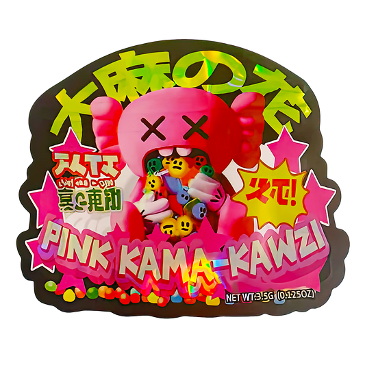 3.5g Shaped Mylar Storage Bag - Pink Kama-Kawzi (50 Count)