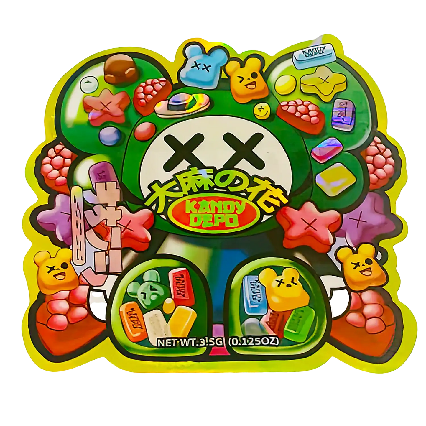 3.5g Shaped Mylar Storage Bag - Depo Bear XX (50 Count)
