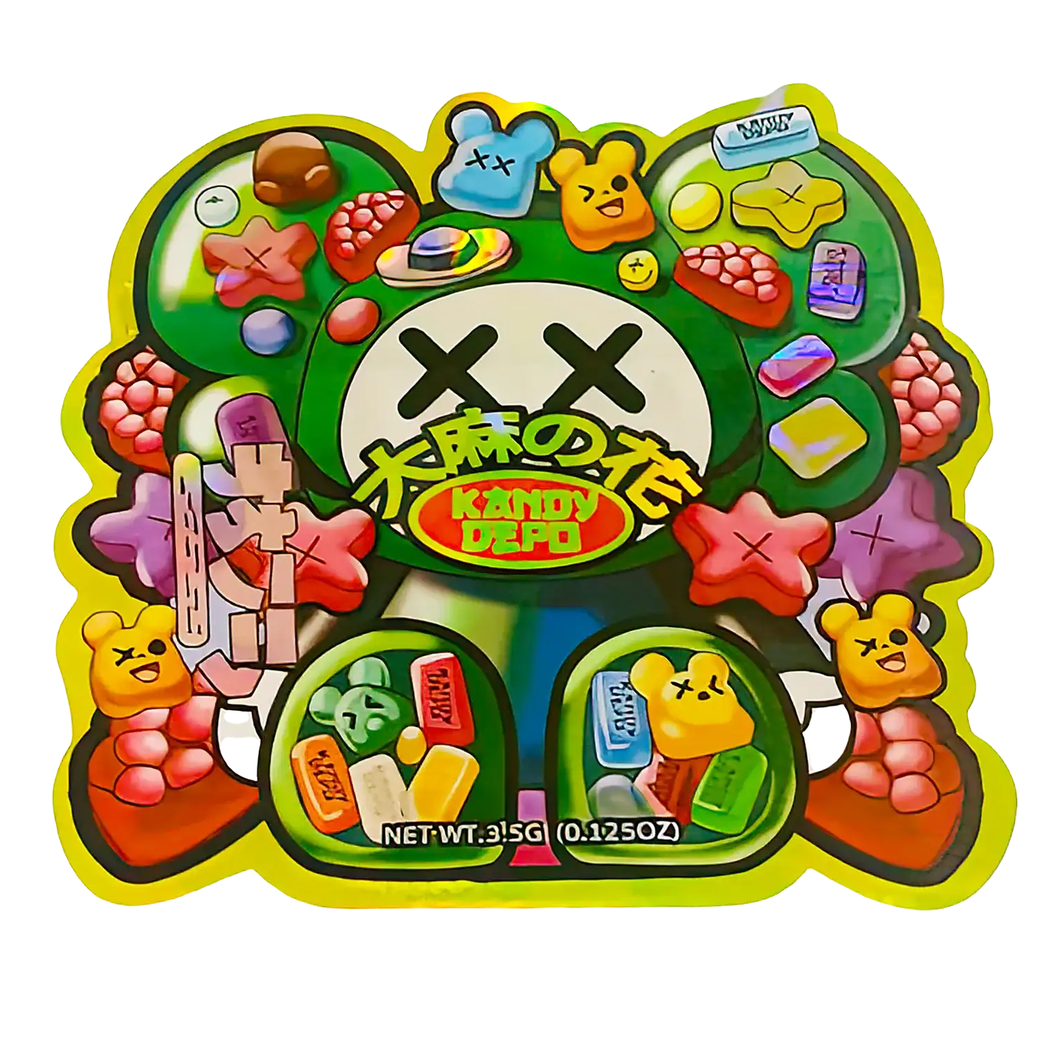 3.5g Shaped Mylar Storage Bag - Depo Bear XX (50 Count)