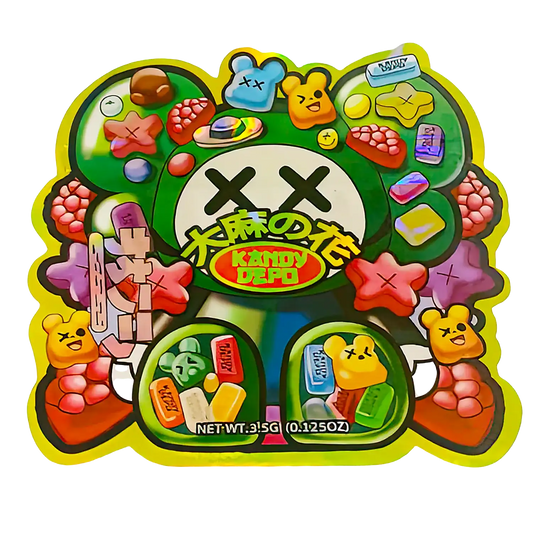 3.5g Shaped Mylar Storage Bag - Depo Bear XX (50 Count)