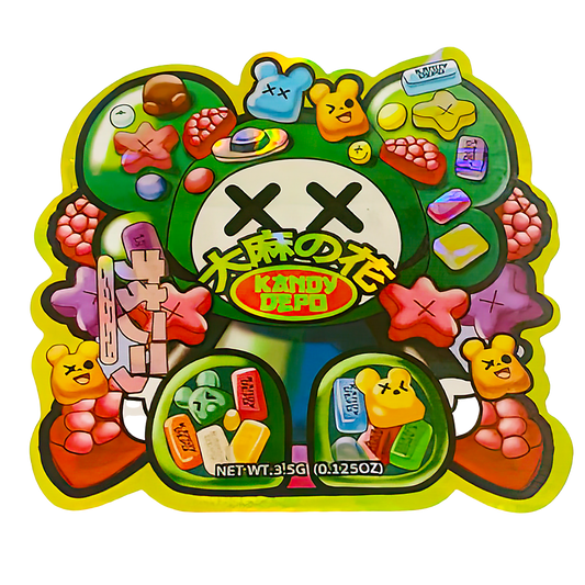 3.5g Shaped Mylar Storage Bag - Depo Bear XX (50 Count)