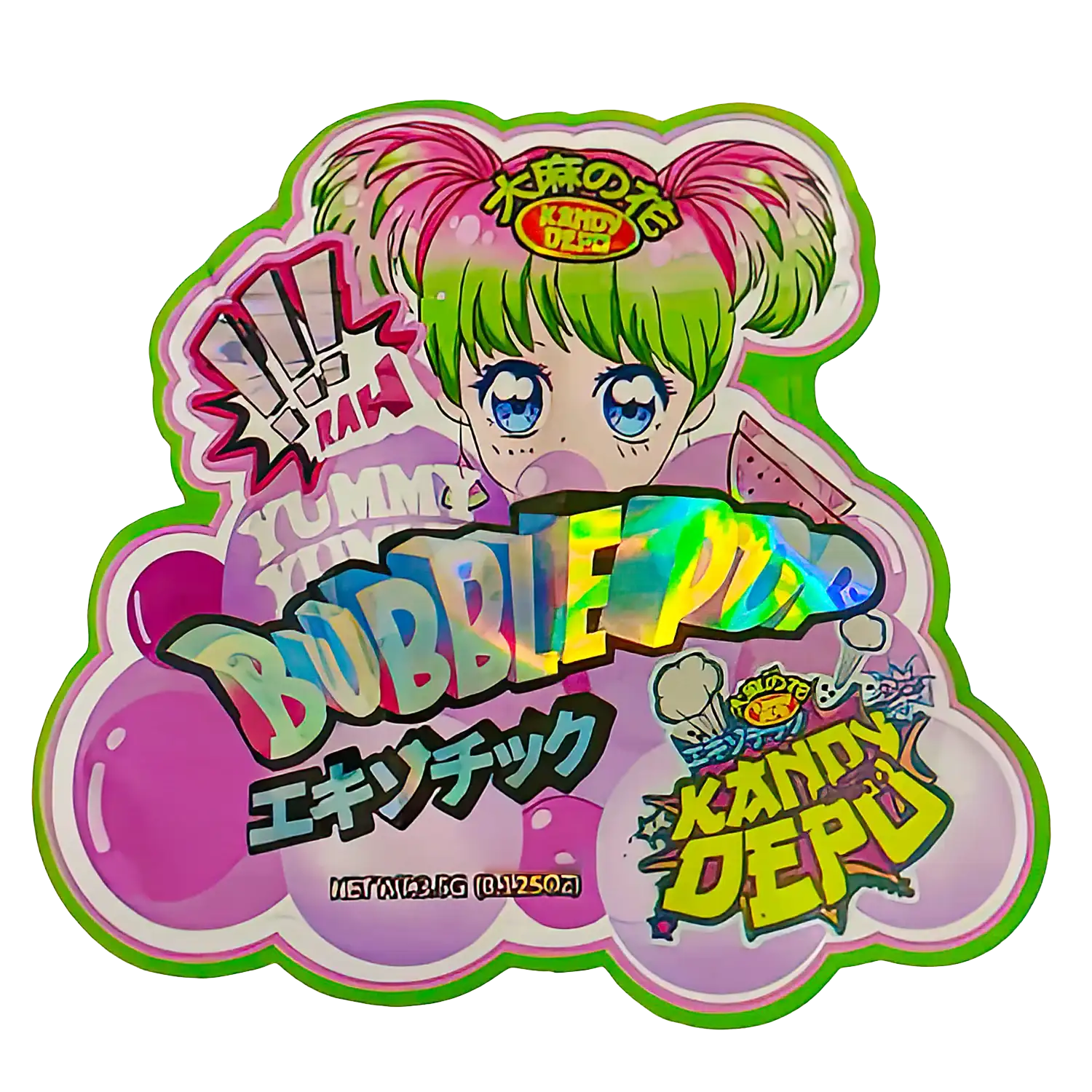 3.5g Shaped Mylar Storage Bag - Yummy Yummy Bubble Pop (50 Count)