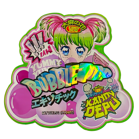 3.5g Shaped Mylar Storage Bag - Yummy Yummy Bubble Pop (50 Count)