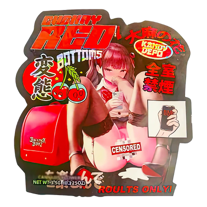 3.5g Shaped Mylar Storage Bag - Cherry Red Bottoms (50 Count)