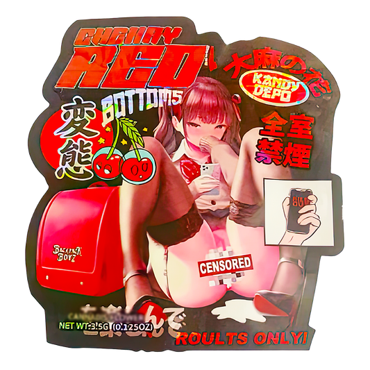 3.5g Shaped Mylar Storage Bag - Cherry Red Bottoms (50 Count)