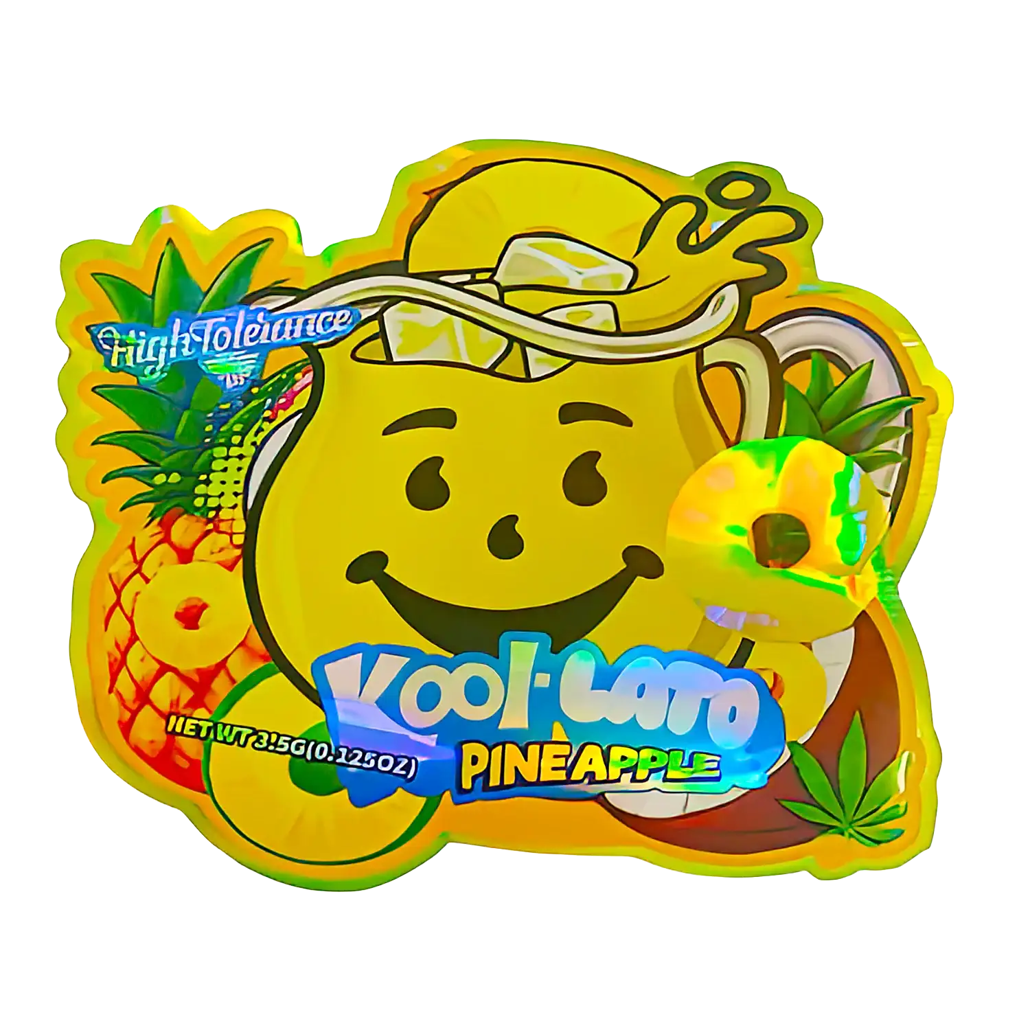 3.5g Shaped Mylar Storage Bag - Kool-Lato Pineapple (50 Count)