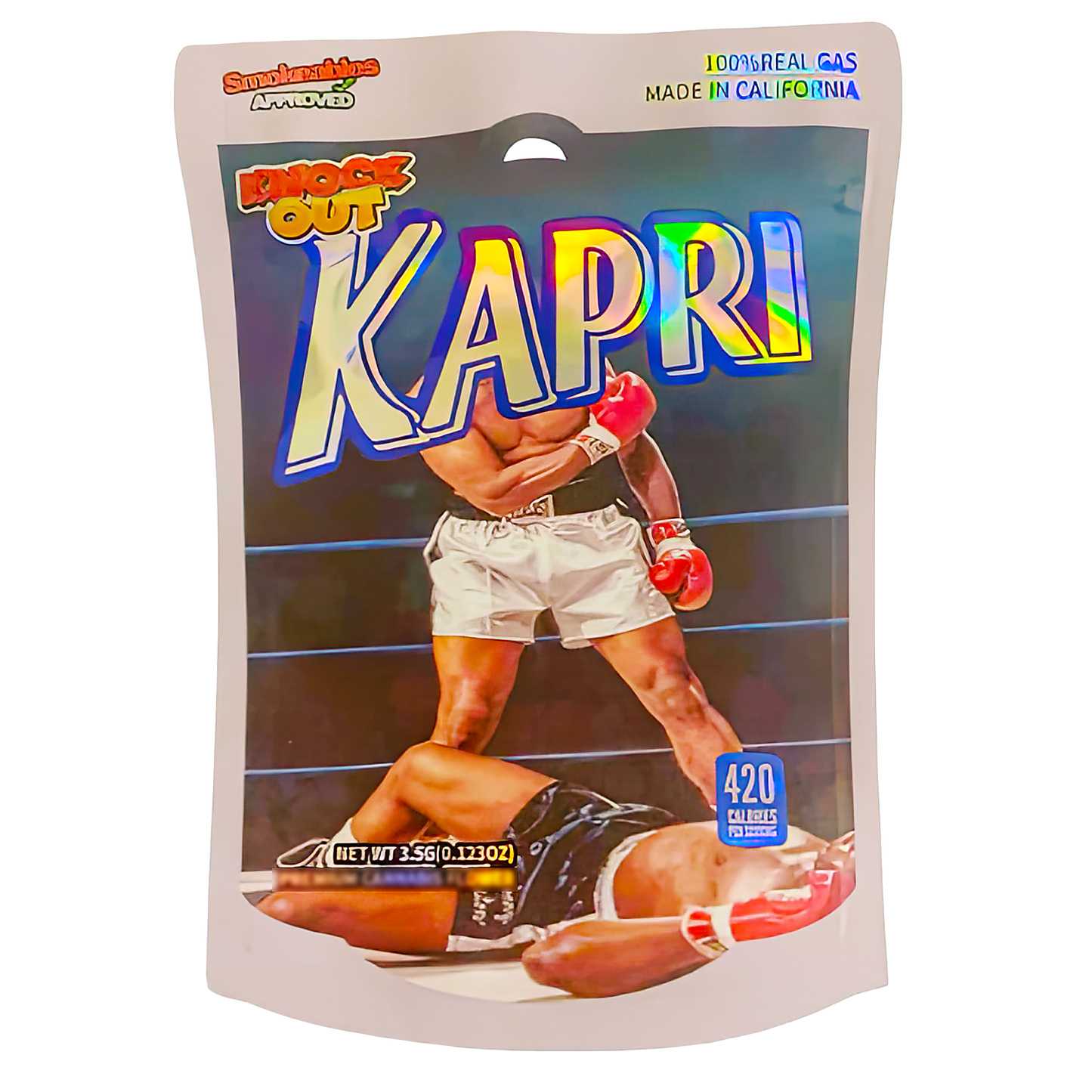 3.5g Shaped Mylar Storage Bag - Knock Out Kapri (50 Count)