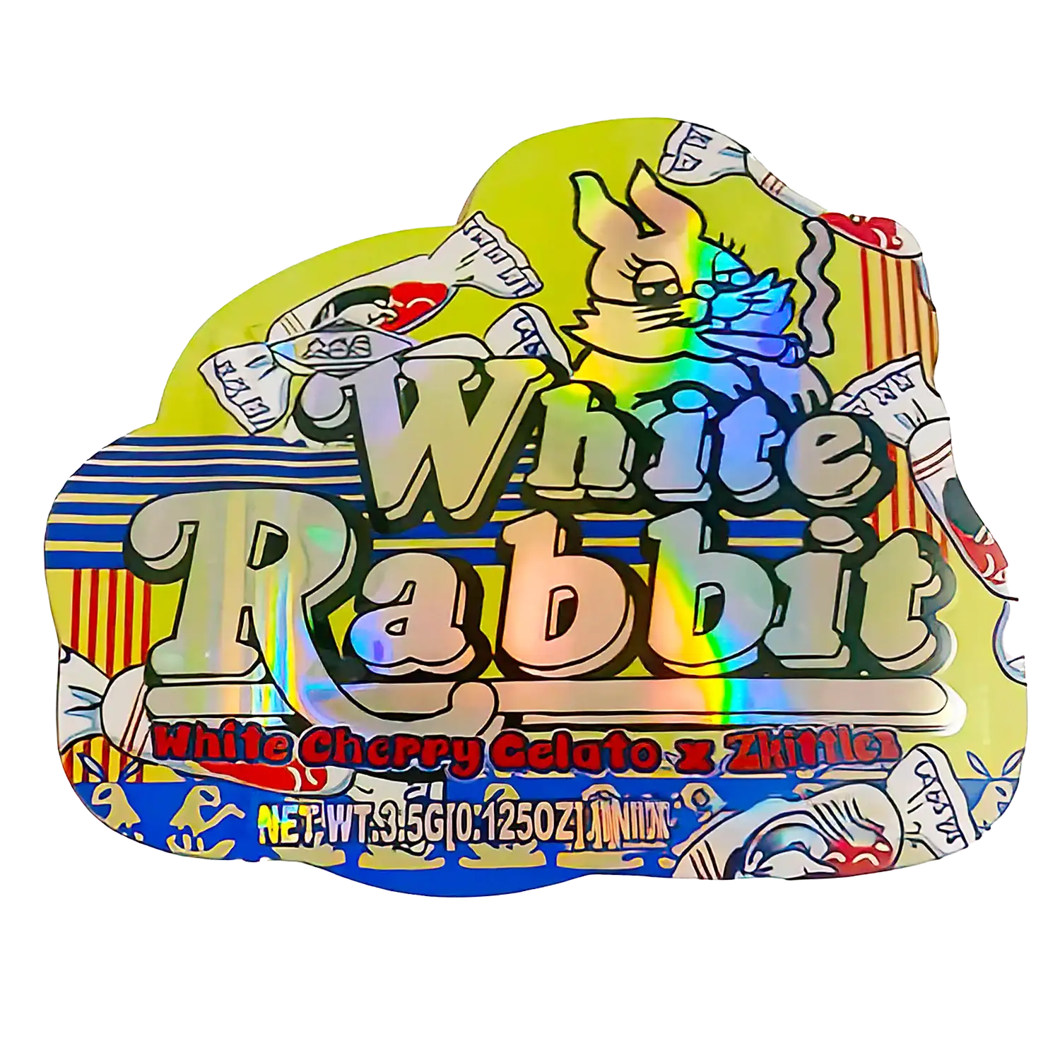 3.5g Shaped Mylar Storage Bag - White Rabbit (50 Count)