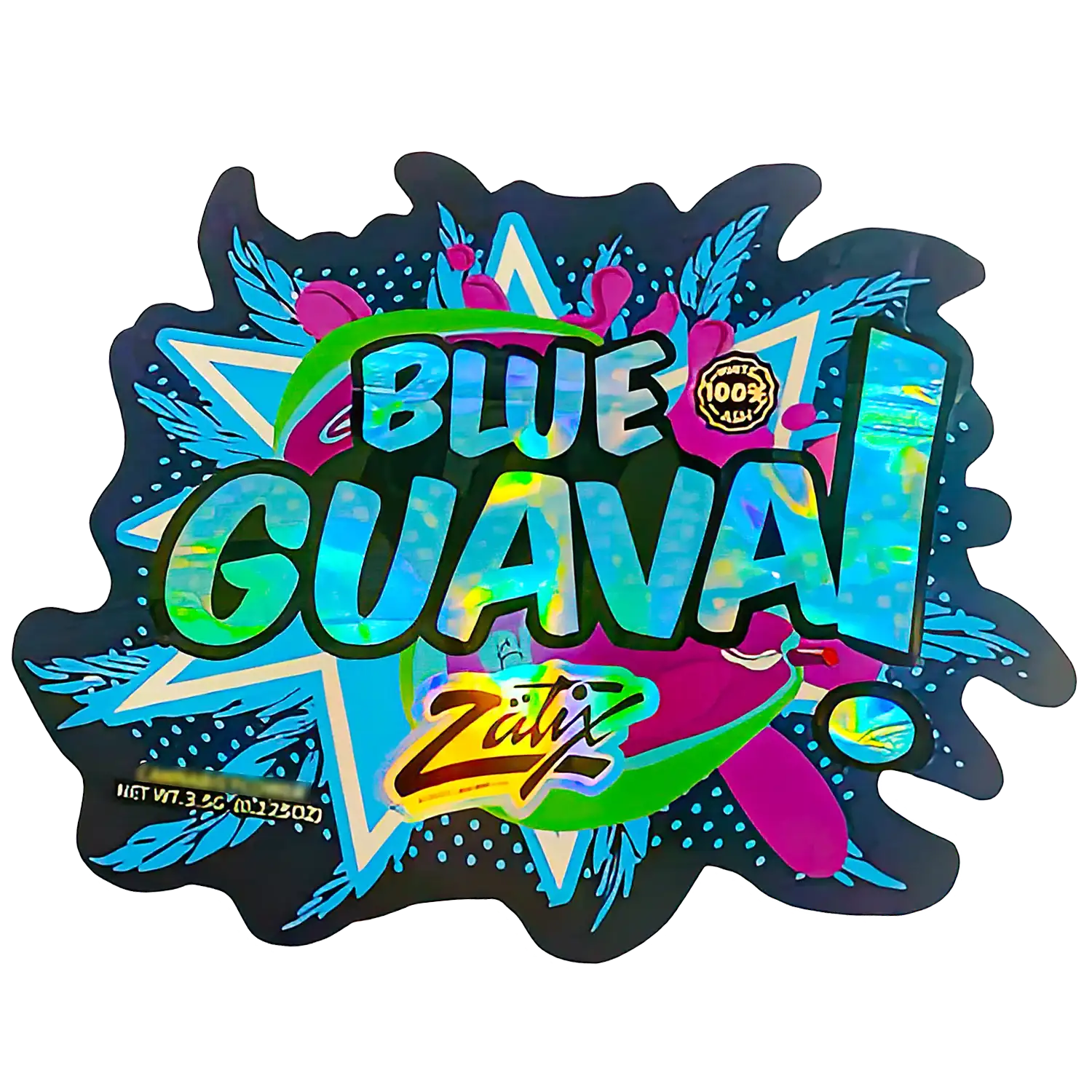 3.5g Shaped Mylar Storage Bag - Blue Guava Zatix (50 Count)