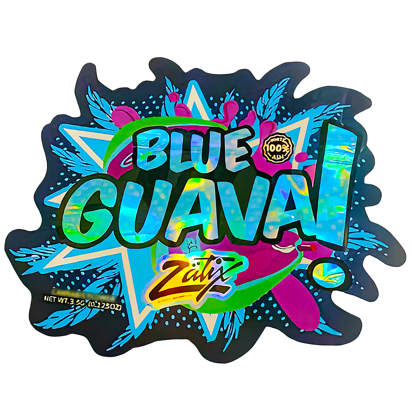 3.5g Shaped Mylar Storage Bag - Blue Guava Zatix (50 Count)