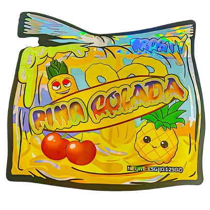50 Pack - 3.5G Shaped Mylar Bags - Tropical Pineapple Colada