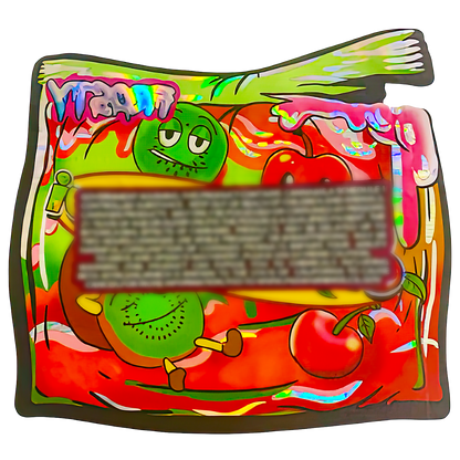 50 Pack - 3.5G Shaped Mylar Bags - Frosted Cherry Kiwi - Frosty