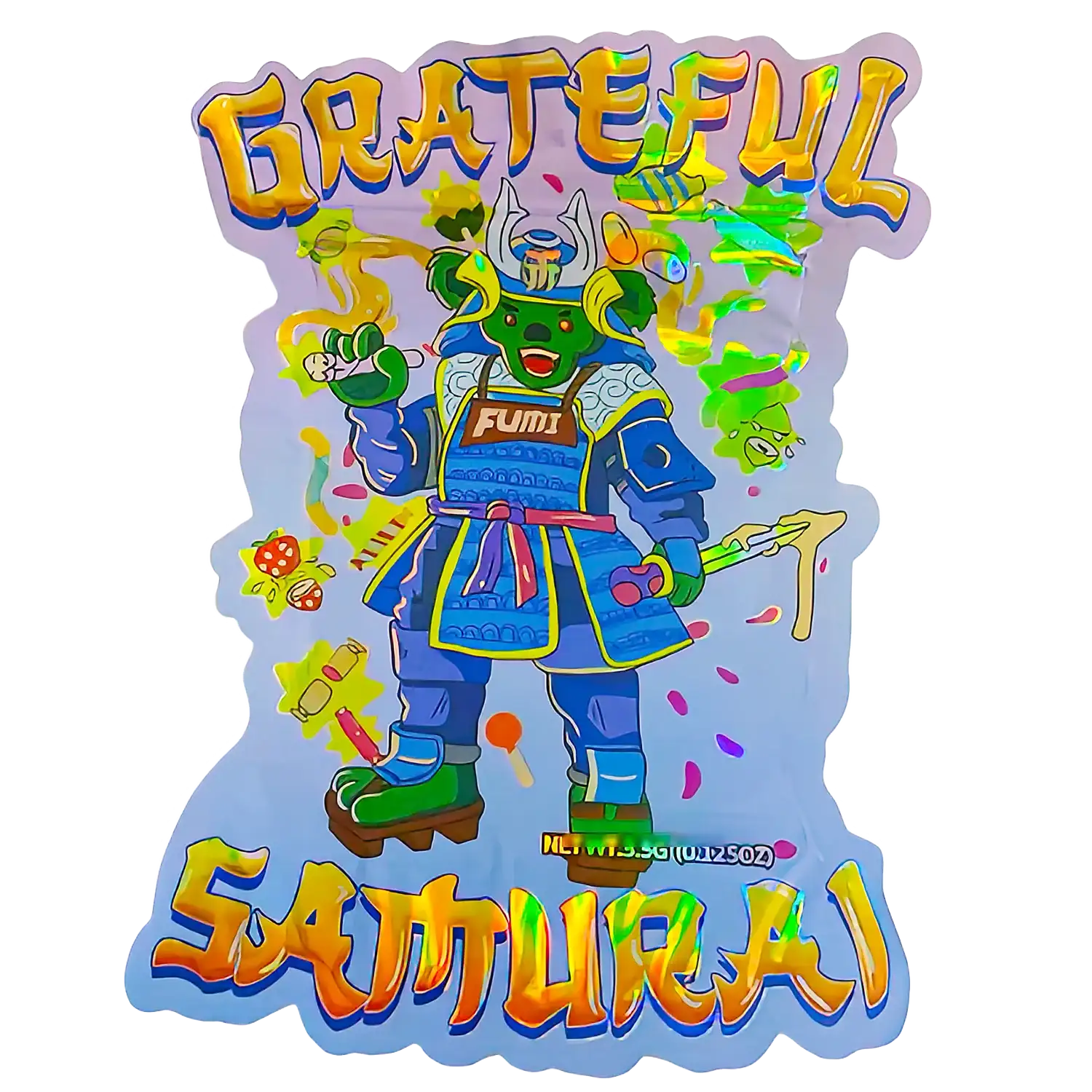 3.5g Shaped Mylar Storage Bag - Grateful Samurai (50 Count)