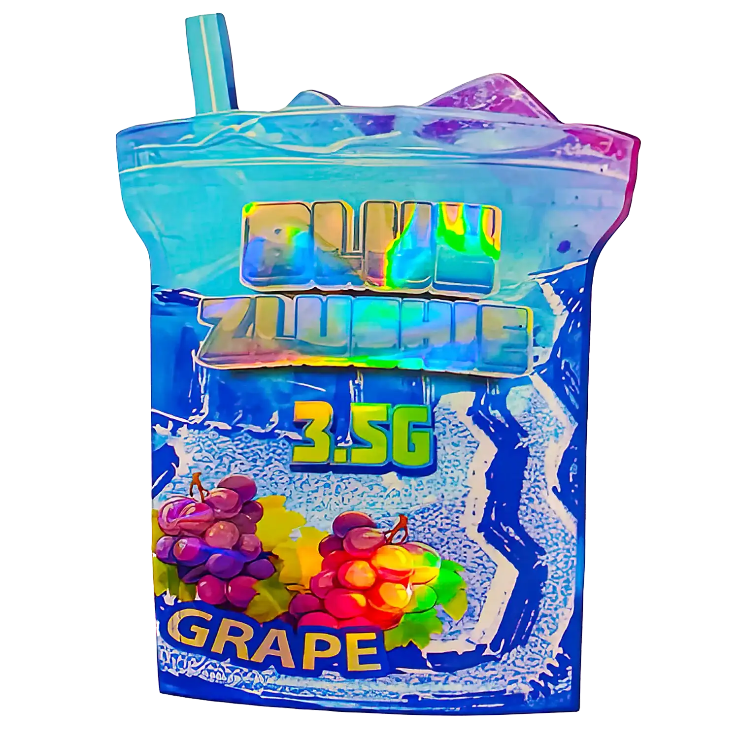 3.5g Shaped Mylar Storage Bag - Blue Zlushie (50 Count)