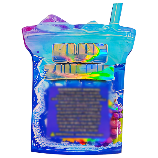 3.5g Shaped Mylar Storage Bag - Blue Zlushie (50 Count)